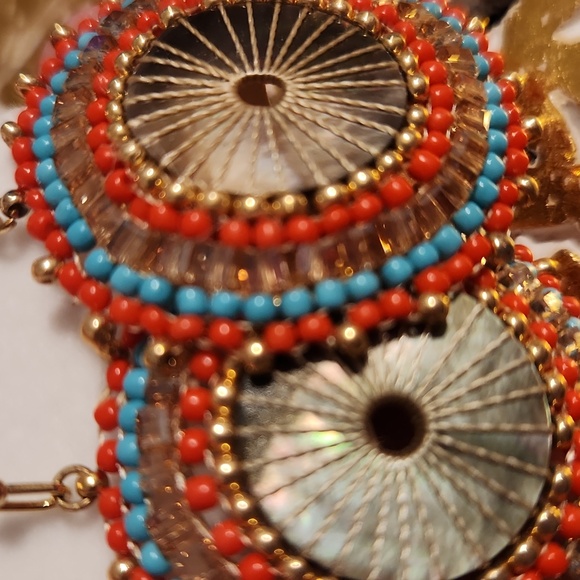 Circular Imported Rice Bead and Crystal Drop Earrings - Picture 6 of 6